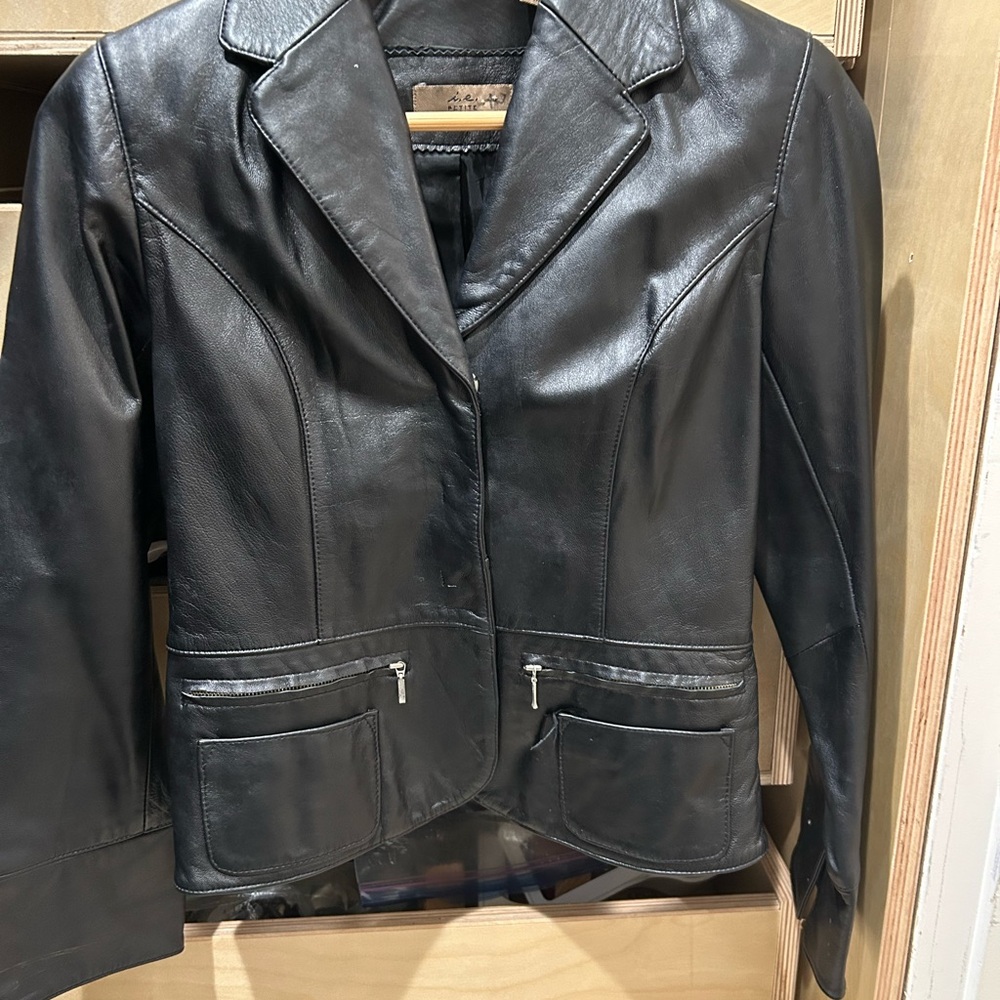 i.e Black Leather Women's Jacket petite 5